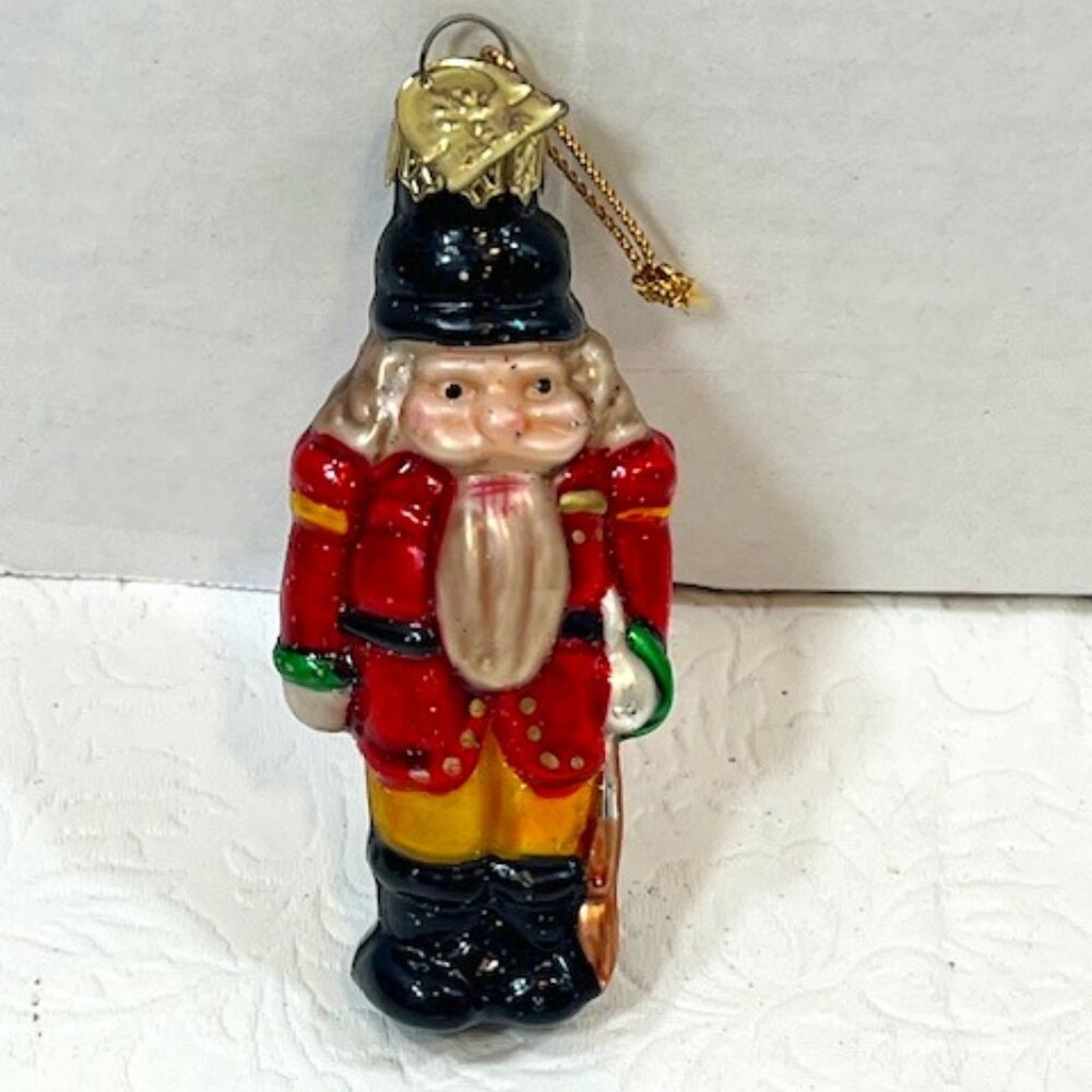 VTG Christmas Soldier Holiday Christmas Blown Glass Tree Ornament